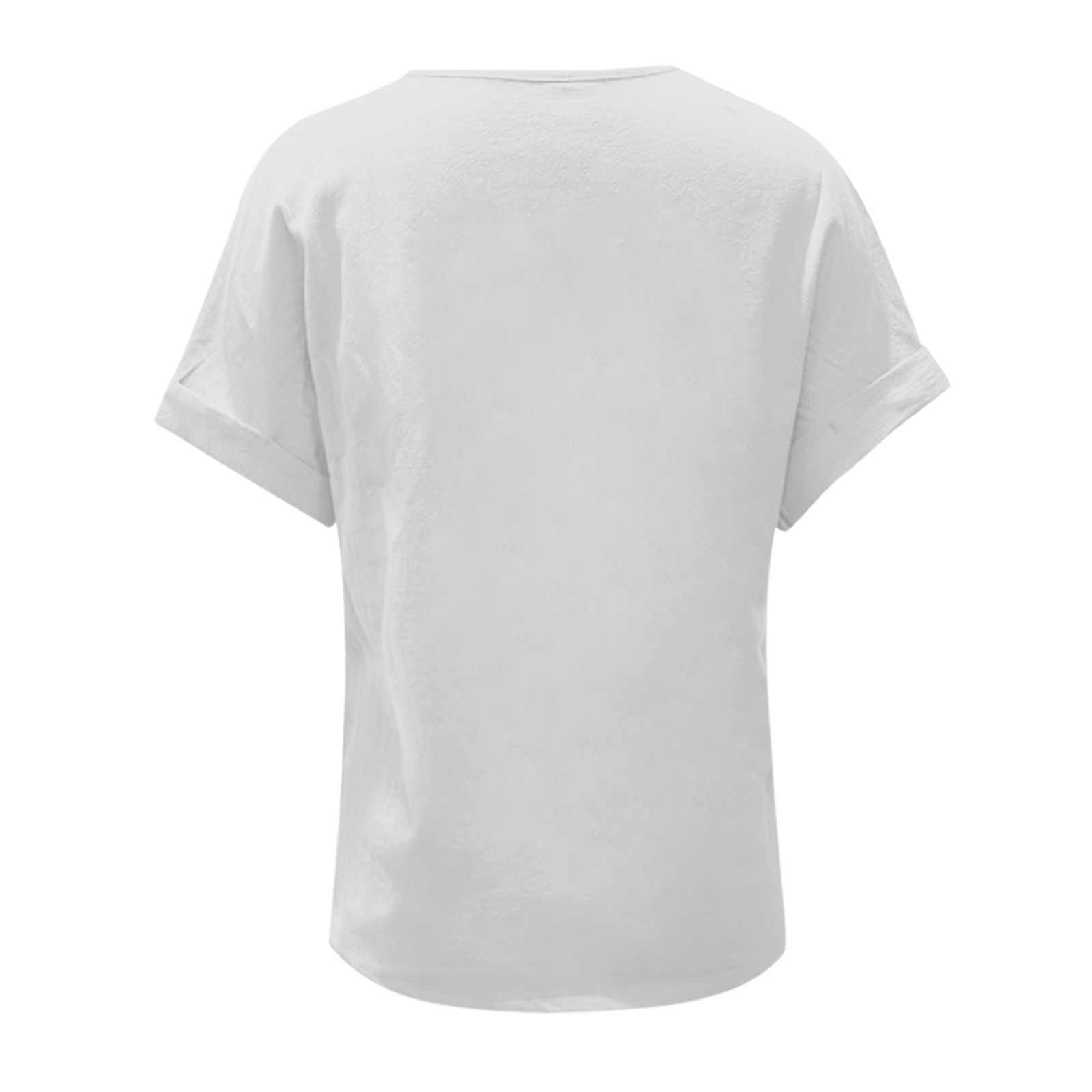 thumbnail image 5 of Camiseta de manga corta con cuello en V y botones para mujer - Top informal de color liso - Botones en la parte delantera, ajuste holgado - Para todas las estaciones, 5 of 5